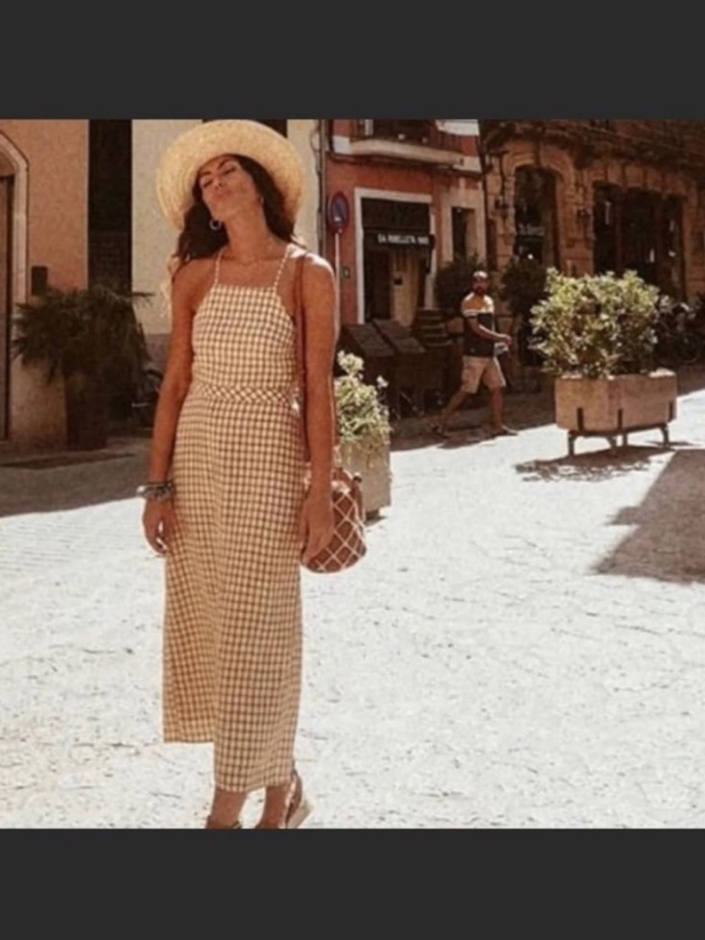 Zara Gingham Midi Dress in Yellow
